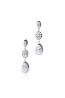 Silver Oval and glossy surfaced 925 sterling silver earrings with central crystal stone detail 159