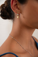 Gold Oval and glossy surfaced 925 sterling silver earrings with central crystal stone detail 159