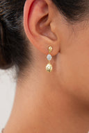 Gold Oval and glossy surfaced 925 sterling silver earrings with central crystal stone detail 159