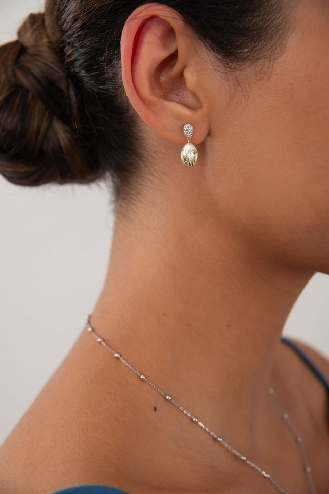 Gold 925 sterling silver dangling earrings with crystal stones 161