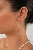 Gold 925 sterling silver earrings with interlinked design and crystal stone details 162