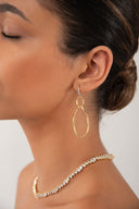 Gold 925 sterling silver earrings with interlinked design and crystal stone details 162