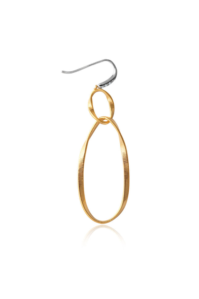 Gold 925 sterling silver earrings with interlinked design and crystal stone details 162