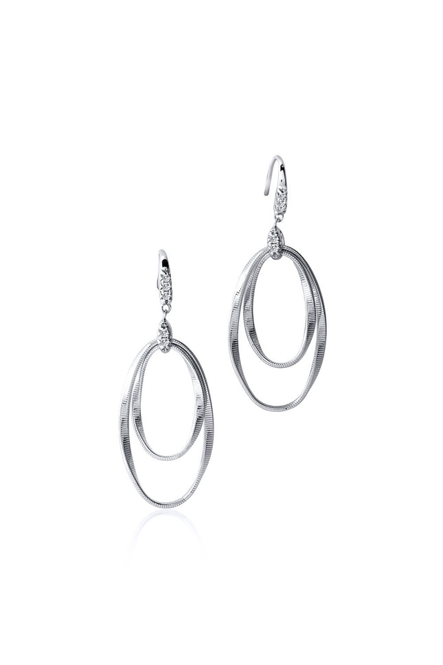 Silver 925 sterling silver earrings with interlocking oval hoop design 163