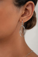 Silver 925 sterling silver earrings with interlocking oval hoop design 163
