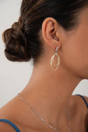 Gold 925 sterling silver earrings with interlocking oval hoop design 163