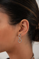 Silver 925 sterling silver earrings with interlinked hoop detail 164