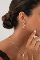 Gold 925 sterling silver earrings with interlinked hoop detail 164