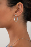 Silver 925 sterling silver earrings with oval shape and crystal stone detail 165