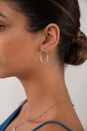 Silver 925 sterling silver earrings with oval shape and crystal stone detail 165