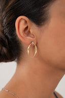 Gold 925 sterling silver earrings with oval shape and crystal stone detail 165