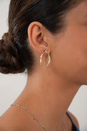 Gold 925 sterling silver earrings with oval shape and crystal stone detail 165