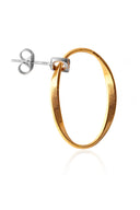 Gold 925 sterling silver earrings with oval shape and crystal stone detail 165