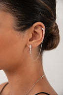 Silver Crystal stone and chain detailed 925 sterling silver earrings 178