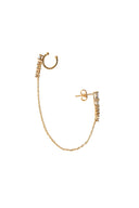 Gold Crystal stone and chain detailed 925 sterling silver earrings 178