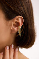Gold Crystal stone detailed and dangling 925 sterling silver cartilage earrings 192