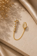 Gold 925 sterling silver stone and chain detail earring 199