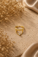 Gold 925 sterling silver chain piercing earring with stone detail 202