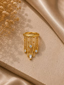 Gold 925 sterling silver piercing with chain and stone details 224