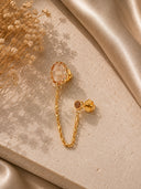 Gold 925 sterling silver sparkling stone and chain detail earring 226