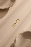 Gold 925 sterling silver earrings with crystal stone pendants and ring details 233