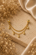 Gold 925 sterling silver dangle ball and chain detail earrings 261