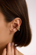 Gold 925 sterling cartilage earrings with crystal stone details 263