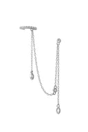 Silver Crystal stone and chain detailed 925 sterling silver earrings 93
