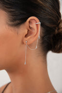 Silver Crystal stone and chain detailed 925 sterling silver earrings 93