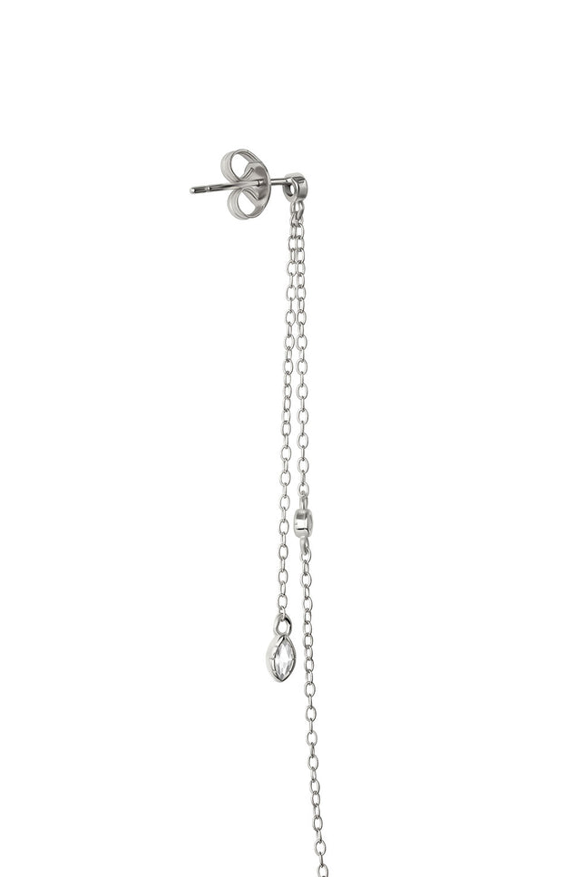 Silver Crystal stone and chain detailed 925 sterling silver earrings 93