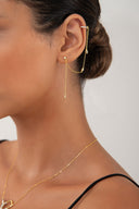 Gold Crystal stone and chain detailed 925 sterling silver earrings 93