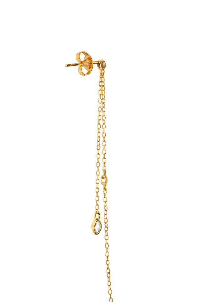 Gold Crystal stone and chain detailed 925 sterling silver earrings 93