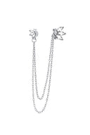 Silver Leaf and chain detailed earrings 925 sterling silver earrings 94