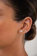 Silver Leaf and chain detailed earrings 925 sterling silver earrings 94