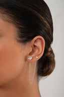 Silver Leaf and chain detailed earrings 925 sterling silver earrings 94