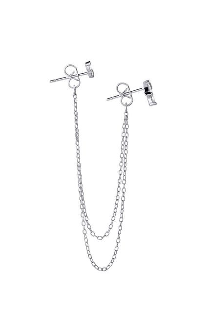 Silver Leaf and chain detailed earrings 925 sterling silver earrings 94