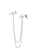 Silver Leaf and chain detailed earrings 925 sterling silver earrings 94
