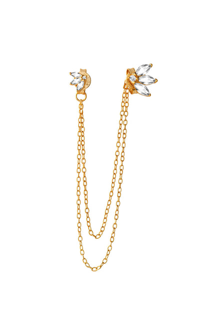 Gold Leaf and chain detailed earrings 925 sterling silver earrings 94