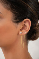 Gold Leaf and chain detailed earrings 925 sterling silver earrings 94