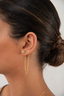 Gold Leaf and chain detailed earrings 925 sterling silver earrings 94