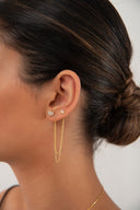 Gold Leaf and chain detailed earrings 925 sterling silver earrings 94