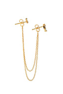 Gold Leaf and chain detailed earrings 925 sterling silver earrings 94