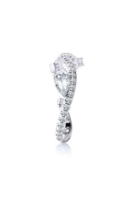 Silver 925 Sterling silver earrings with crystal stones and curved form details 95