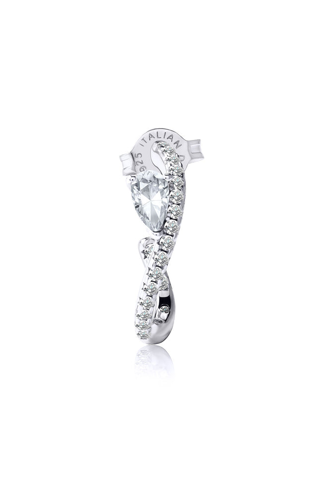 Silver 925 Sterling silver earrings with crystal stones and curved form details 95