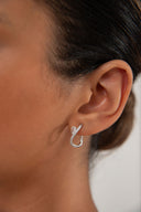 Silver 925 Sterling silver earrings with crystal stones and curved form details 95
