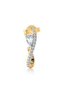 Gold 925 Sterling silver earrings with crystal stones and curved form details 95