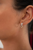 Gold 925 Sterling silver earrings with crystal stones and curved form details 95