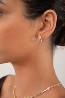 Gold 925 Sterling silver earrings with crystal stones and curved form details 95