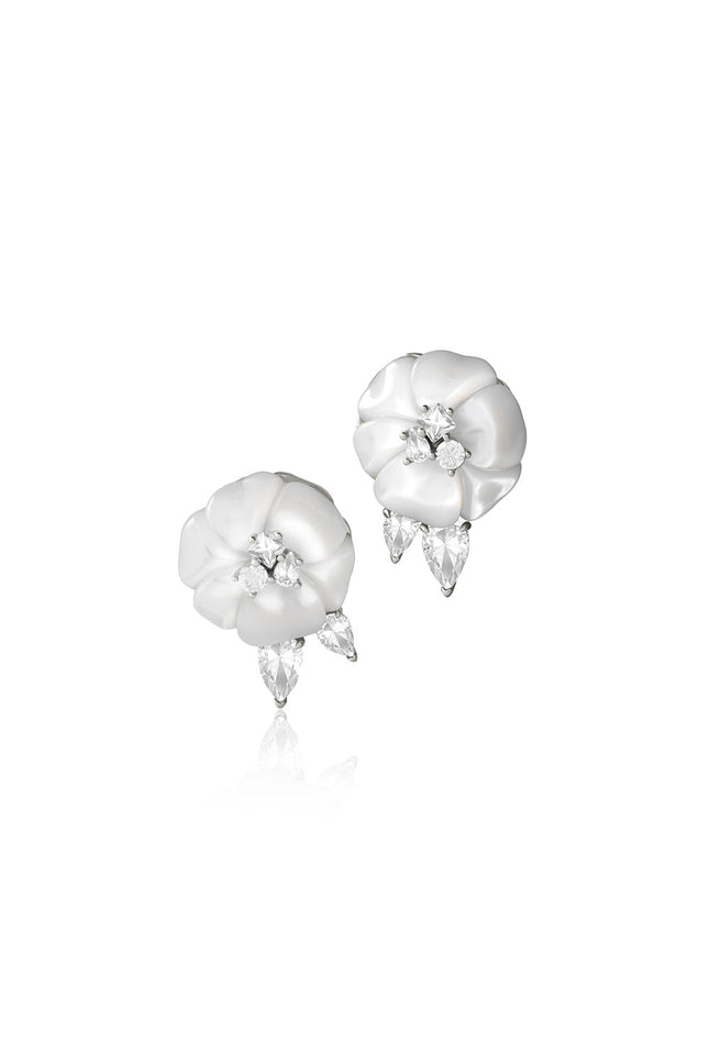 Silver 925 Sterling silver earrings with rose and stone details 96