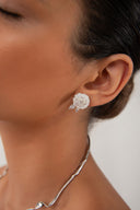 Silver 925 Sterling silver earrings with rose and stone details 96